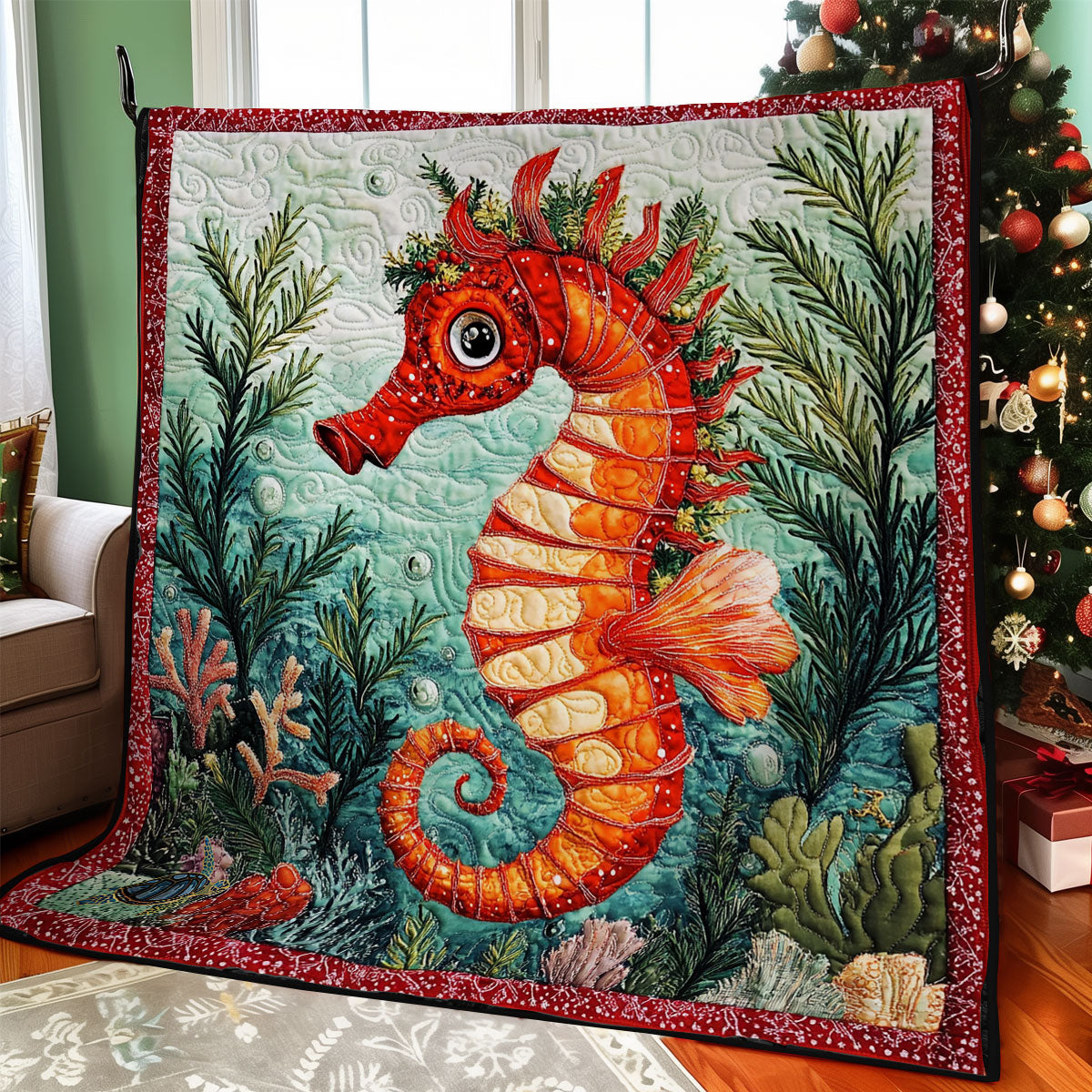 Christmas Seahorse WY1311005CL Quilt