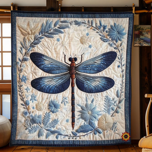 Flower Wreath Dragonfly WY1312013CL Quilt