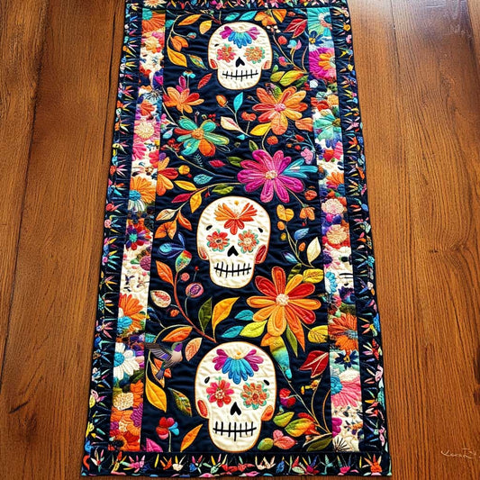 Day Of The Dead Vibrant Skulls WN2610071CL Quilted Table Runner