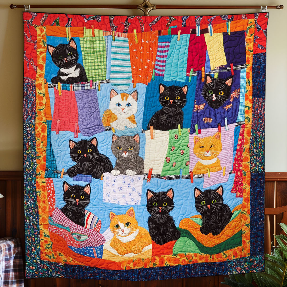 Cat In Pocket WY2712011CL Quilt