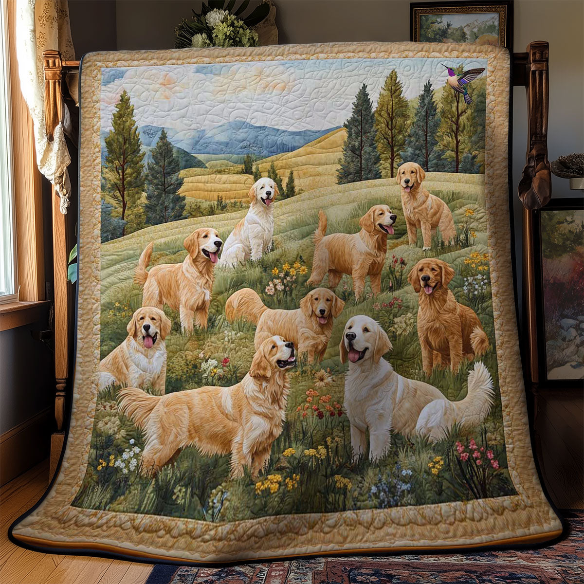 Golden Retriever Meadow WN0411021CL Quilt