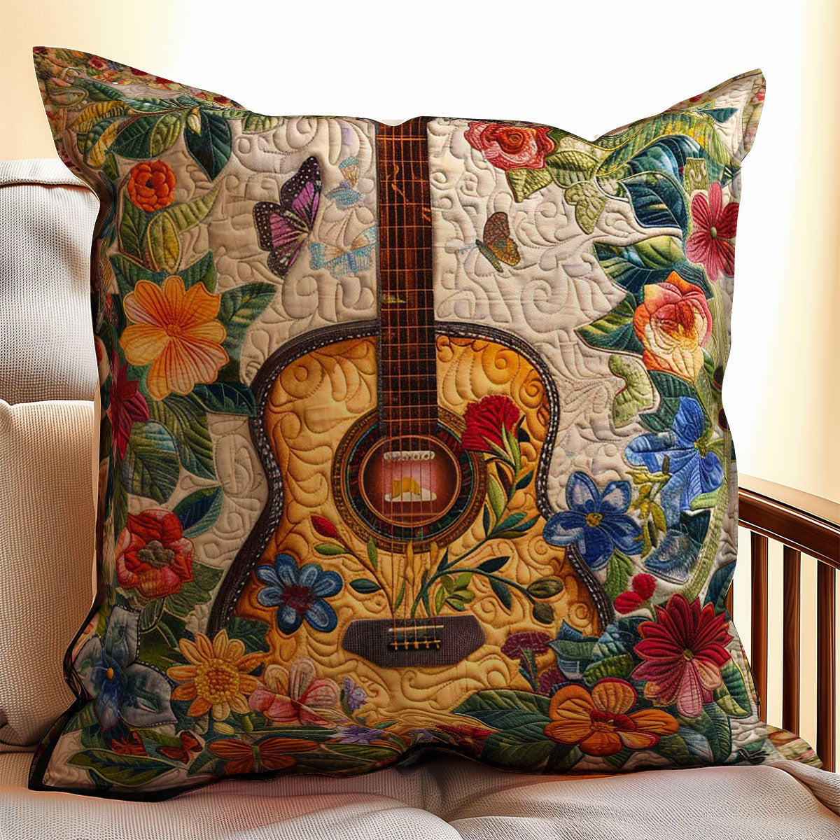 Flower Guitar WJ1309039CL Quilt Pillow Case