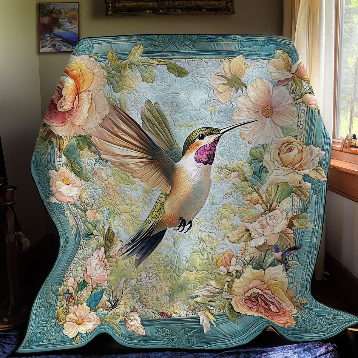 Flower Hummingbird WY2111031CL Quilt