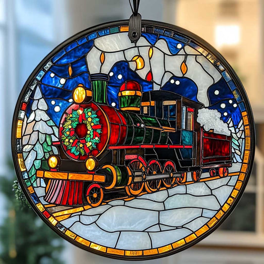 Christmas Train WJ2609038CL Stained Glass Suncatcher