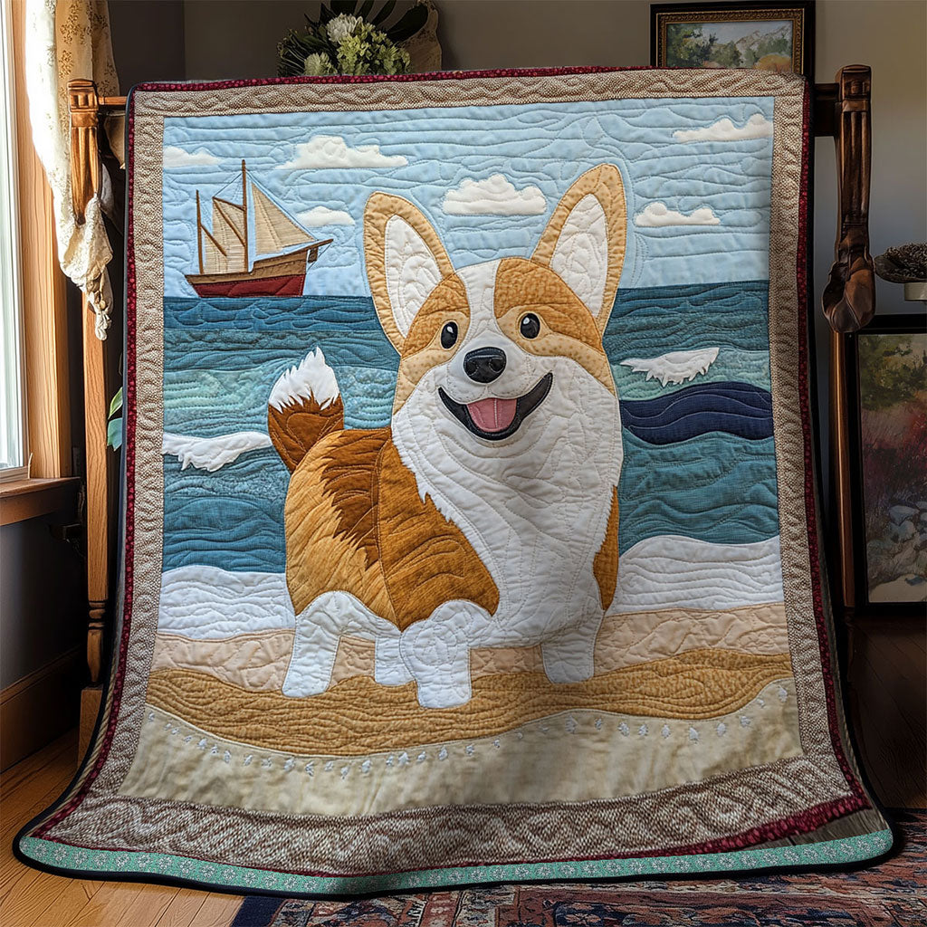 Corgi Beach Ocean WT0703135CL Quilt