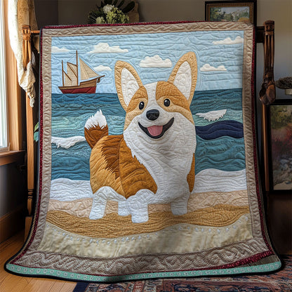 Corgi Beach Ocean WT0703135CL Quilt