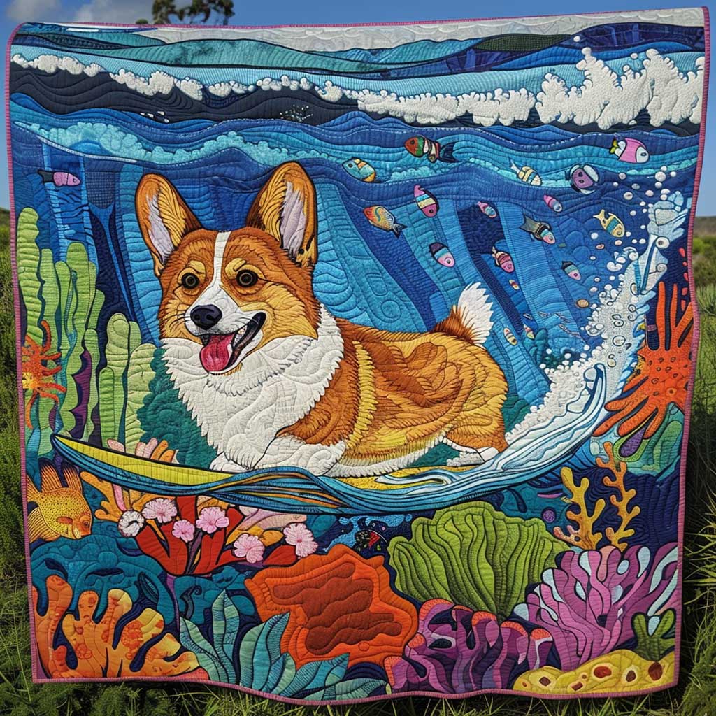 Surfing Corgi WJ2609020CL Quilt
