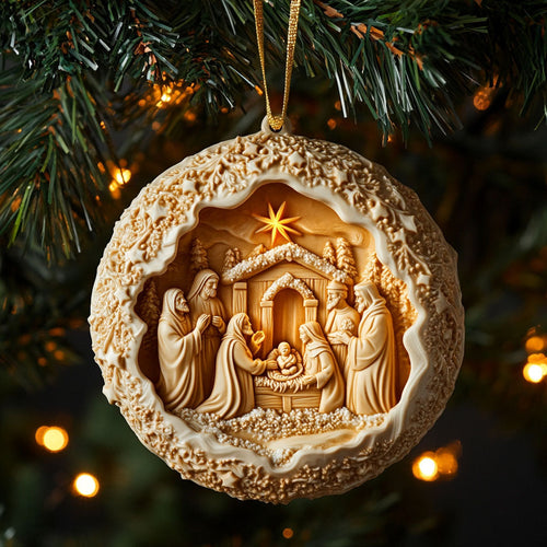 Christian Nativity Glow WN1610034CL Christmas Ornament