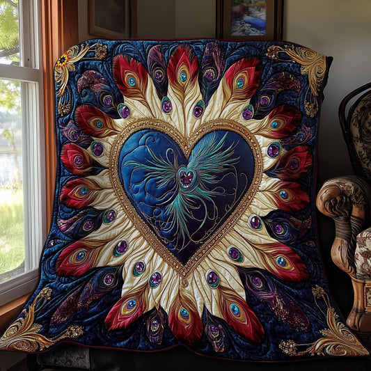 Peacock Feather Heart WY0912015CL Quilt