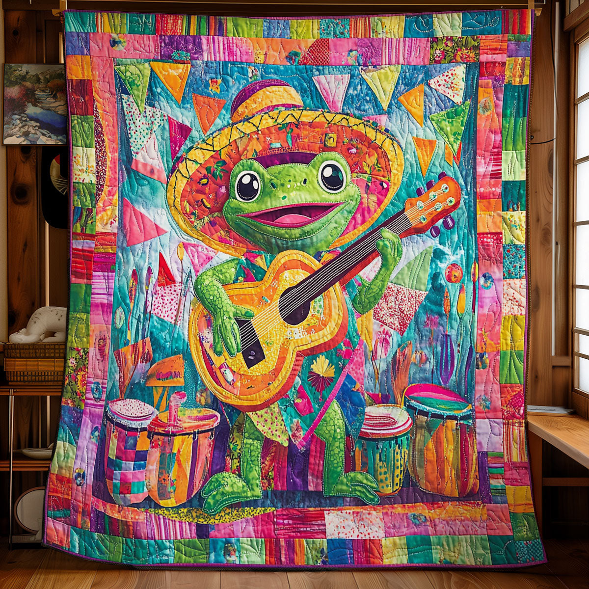 Happy Frog In Party WY1002076CL Quilt