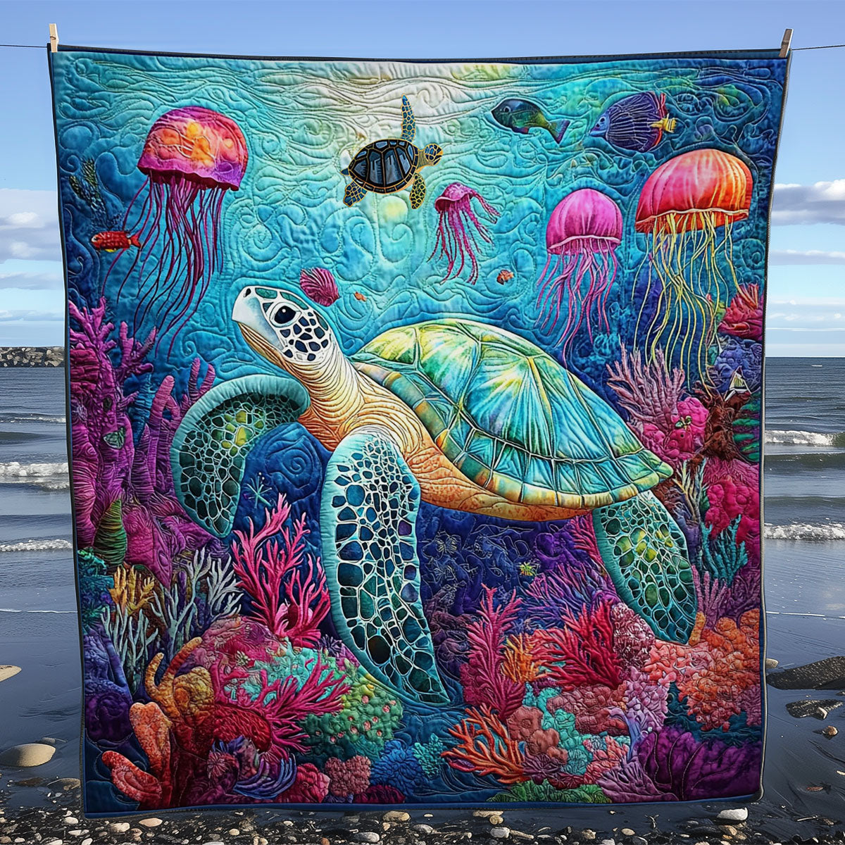 Turtle Ocean Life WY2811021CL Quilt