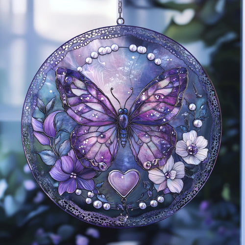 Butterfly WU2410060CL Stained Glass Suncatcher