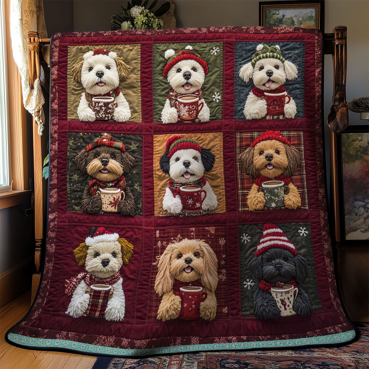 Dog's Cozy Drink Time WN3009016CL Quilt