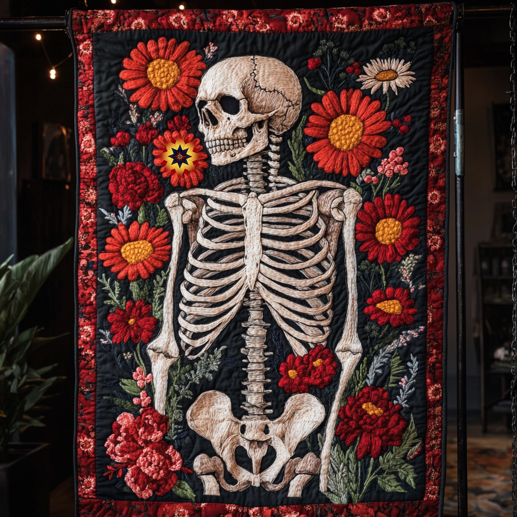 Skull Blooming Into You WU0712002CL Quilt