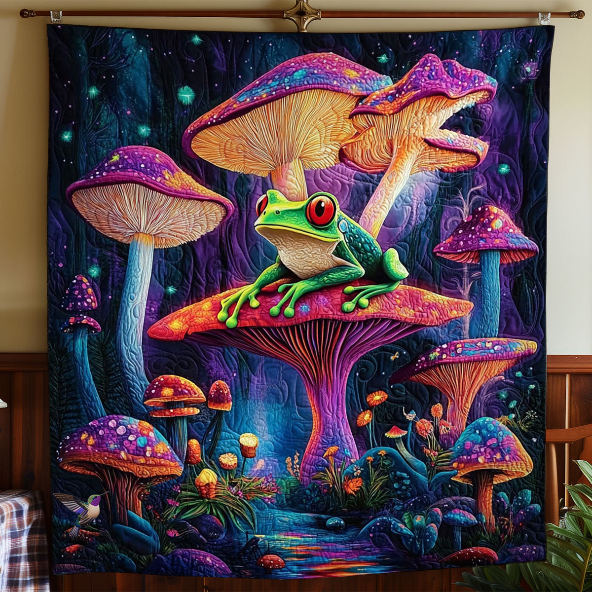 Magic Mushroom Forest Frog WY2311032CL Quilt