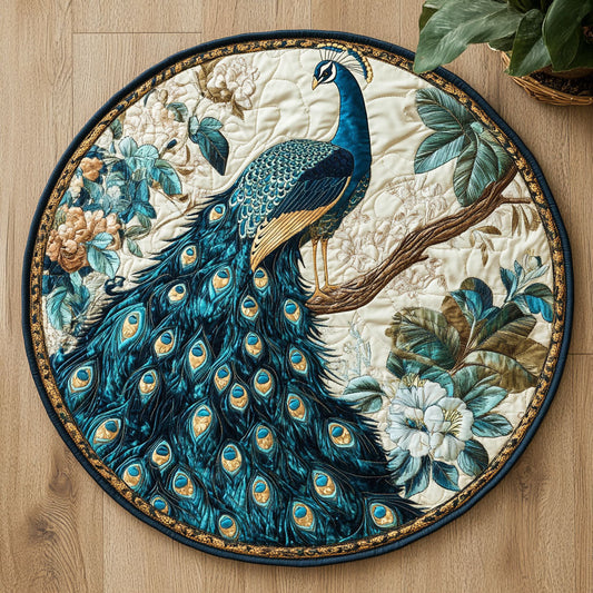 Beautiful Peacock CW0307008CL Quilted Round Mat