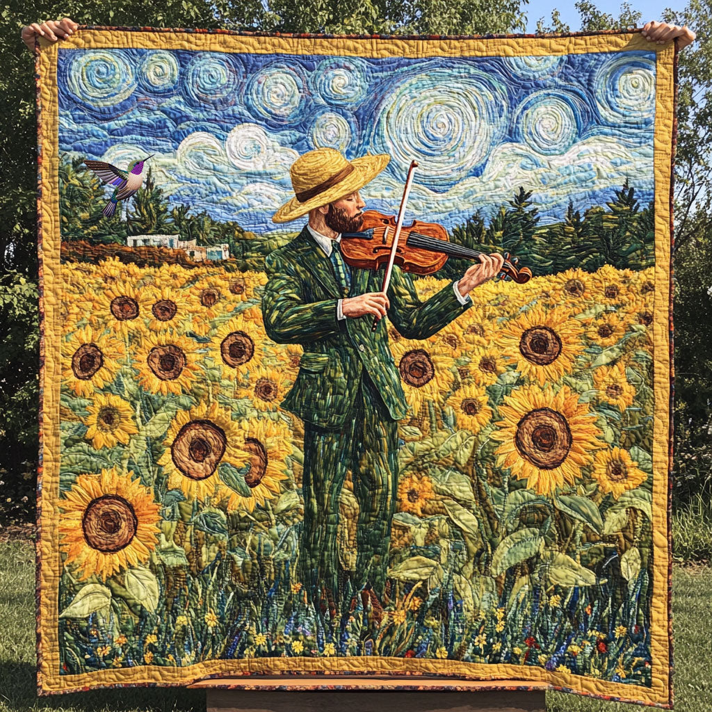 Violinist Sunflower Field WX2310013CLQuilt