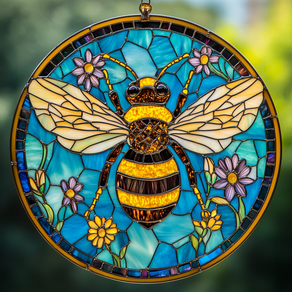 Garden Bee WN0611077CL Stained Glass Suncatcher