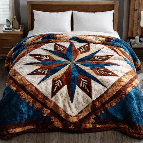 Geometric Lone Star QA2601003CL Faux Fur Throw Blanket