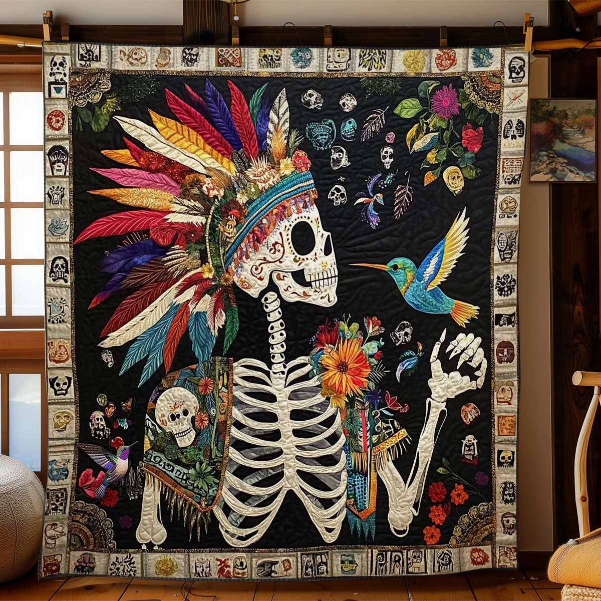 Calavera And Hummingbird Harmony WN2610041CL Quilt