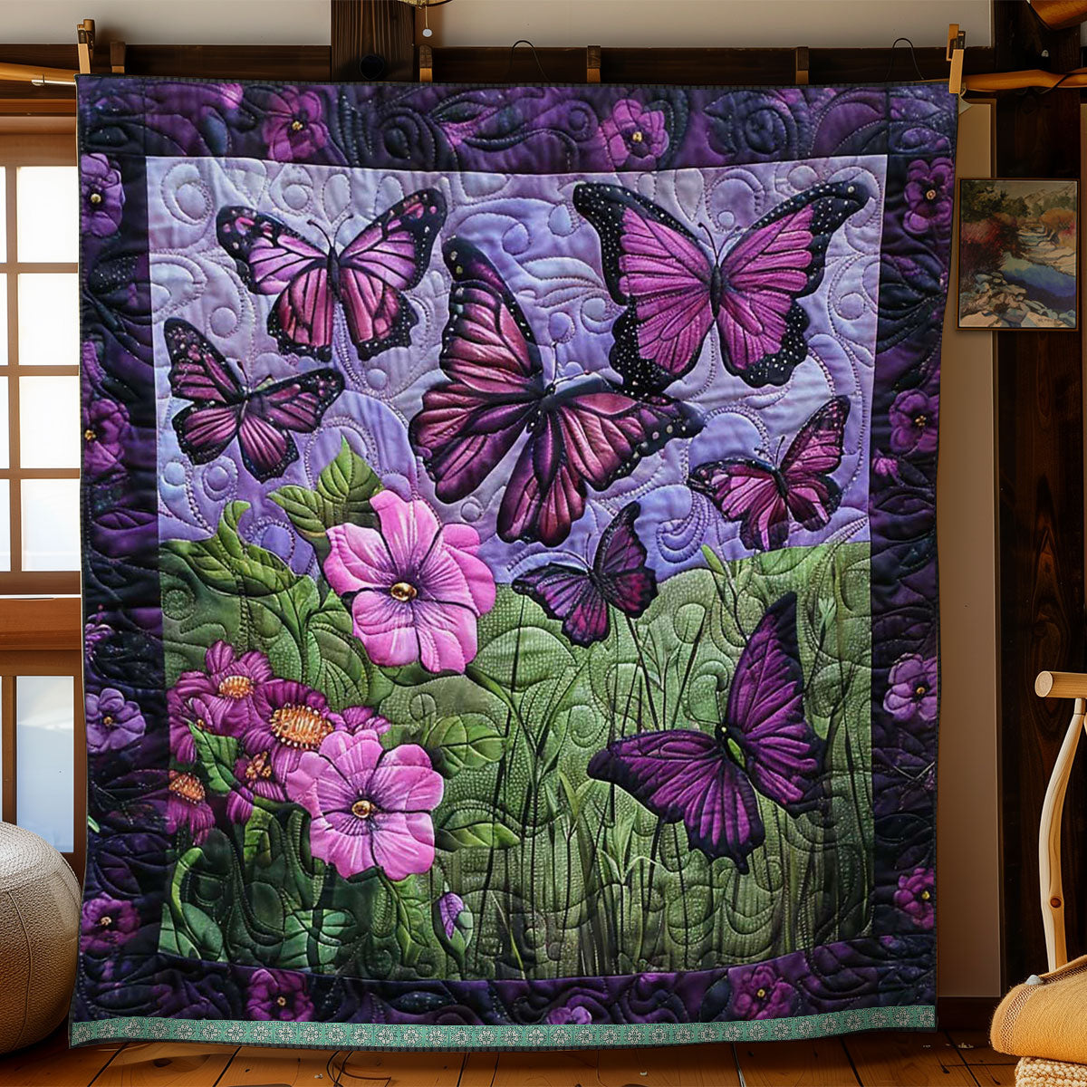 Purple Butterflies WJ2409020CL Quilt