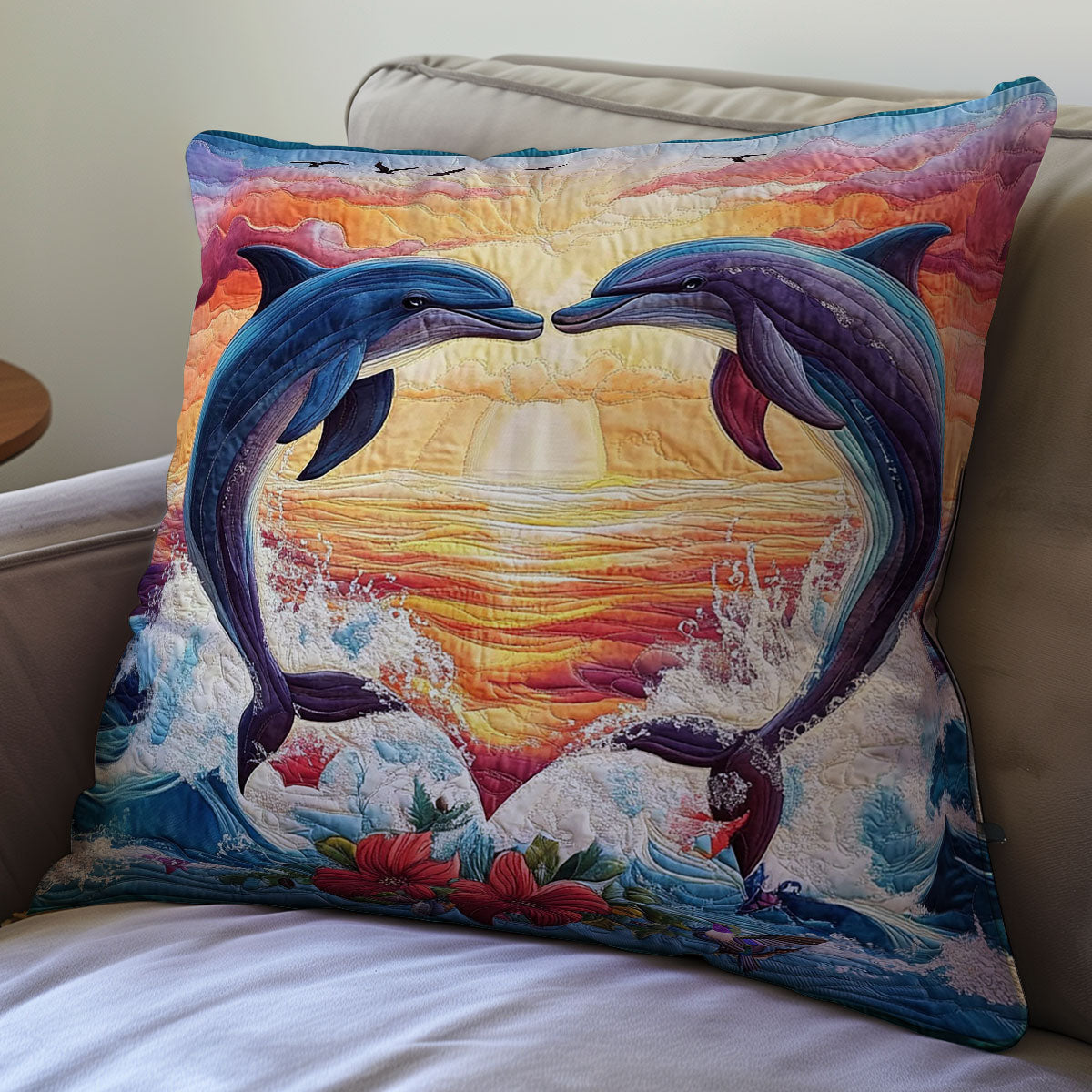 Heart Couple Dolphin WY1012007CL Quilt Pillow Case