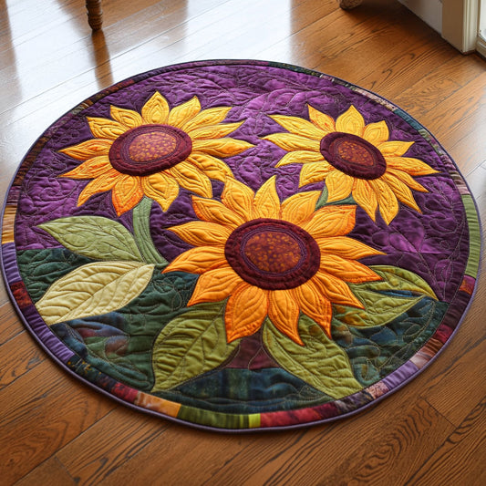Vibrant Sunflower WP1403060CL Quilted Round Mat