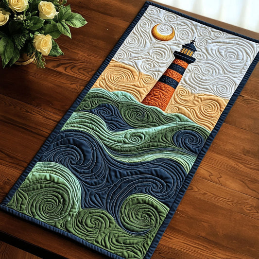 Basic Green Swirling CP3004035CL Quilted Table Runner