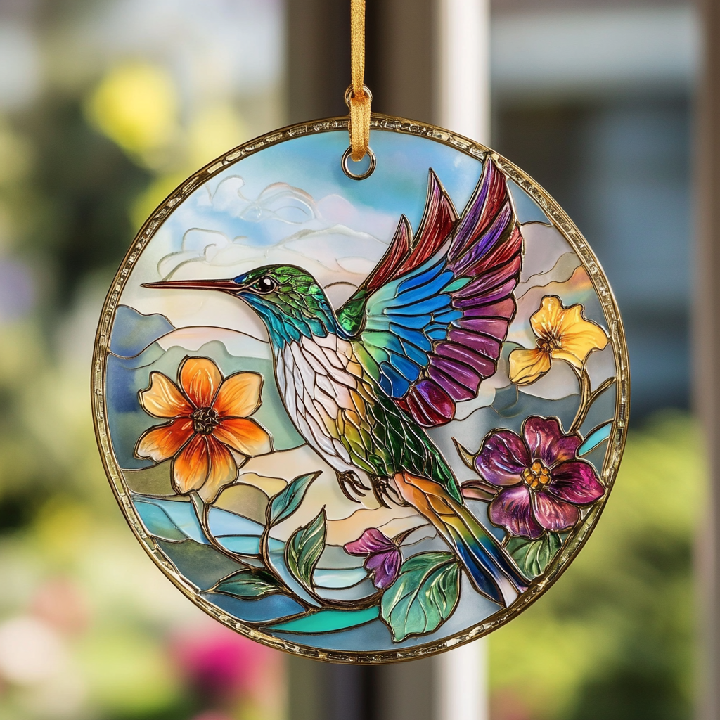 Hummingbird WU2709001CL Stained Glass Suncatcher