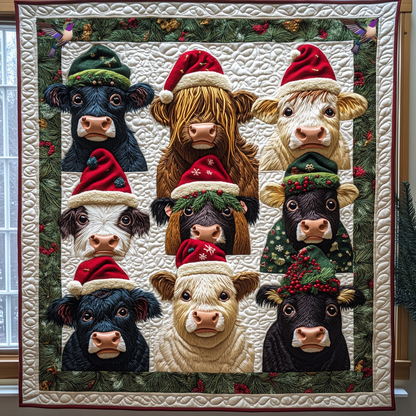 Christmas Highland Cows XR0312010CL Quilt