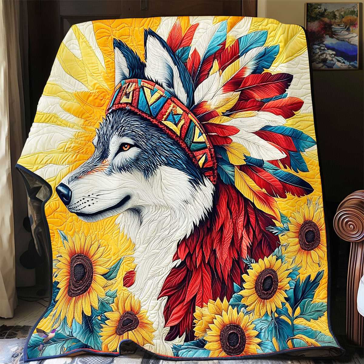 Native American Wolf WY0911021CL Quilt