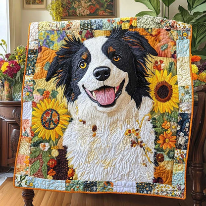 Sunflower Border Collie Patchwork WP0310029CL Quilt