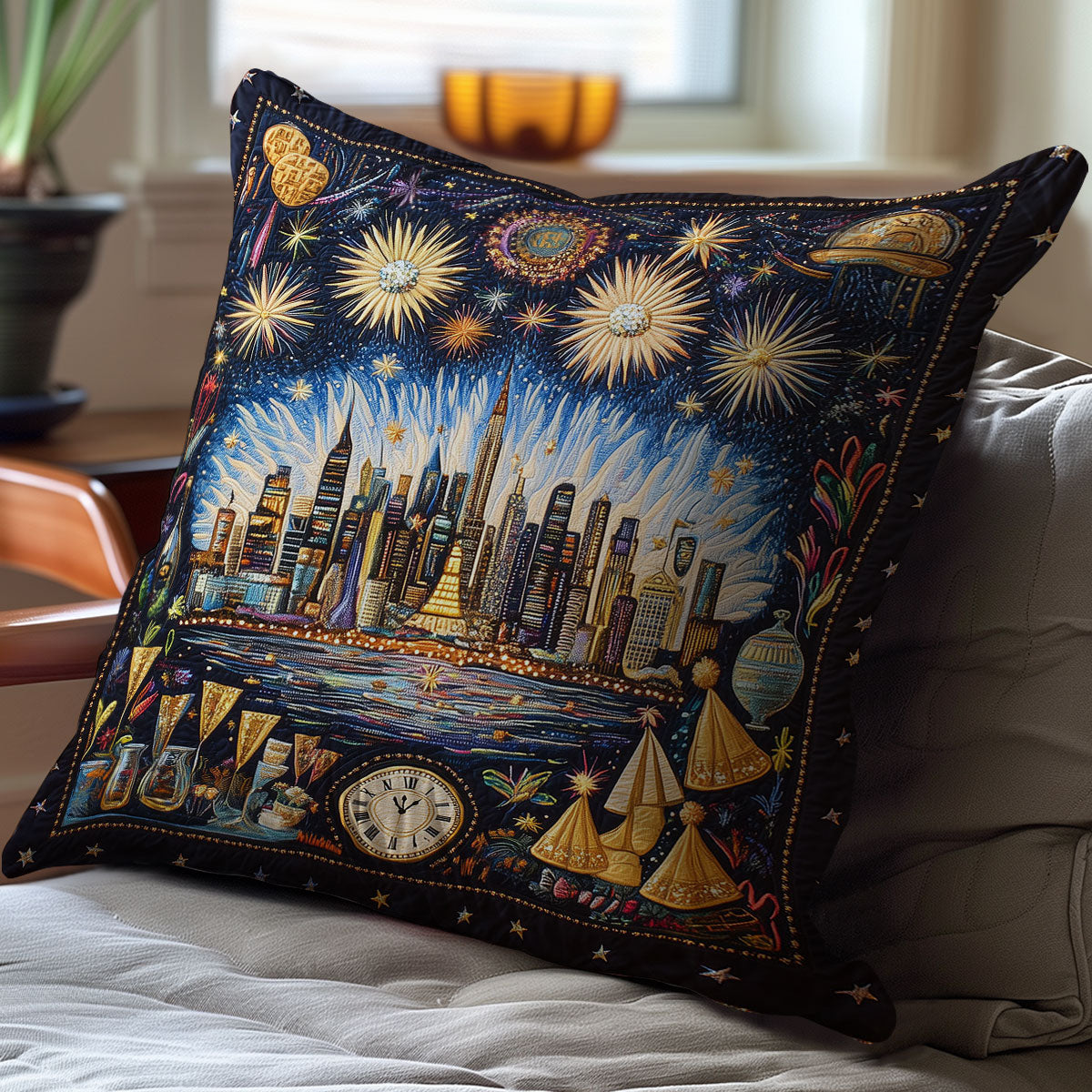 New Year's Eve WJ2510033CL Quilt Pillow Case