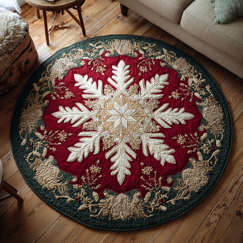 Red Snowflake CW2209044CL Quilted Round Mat