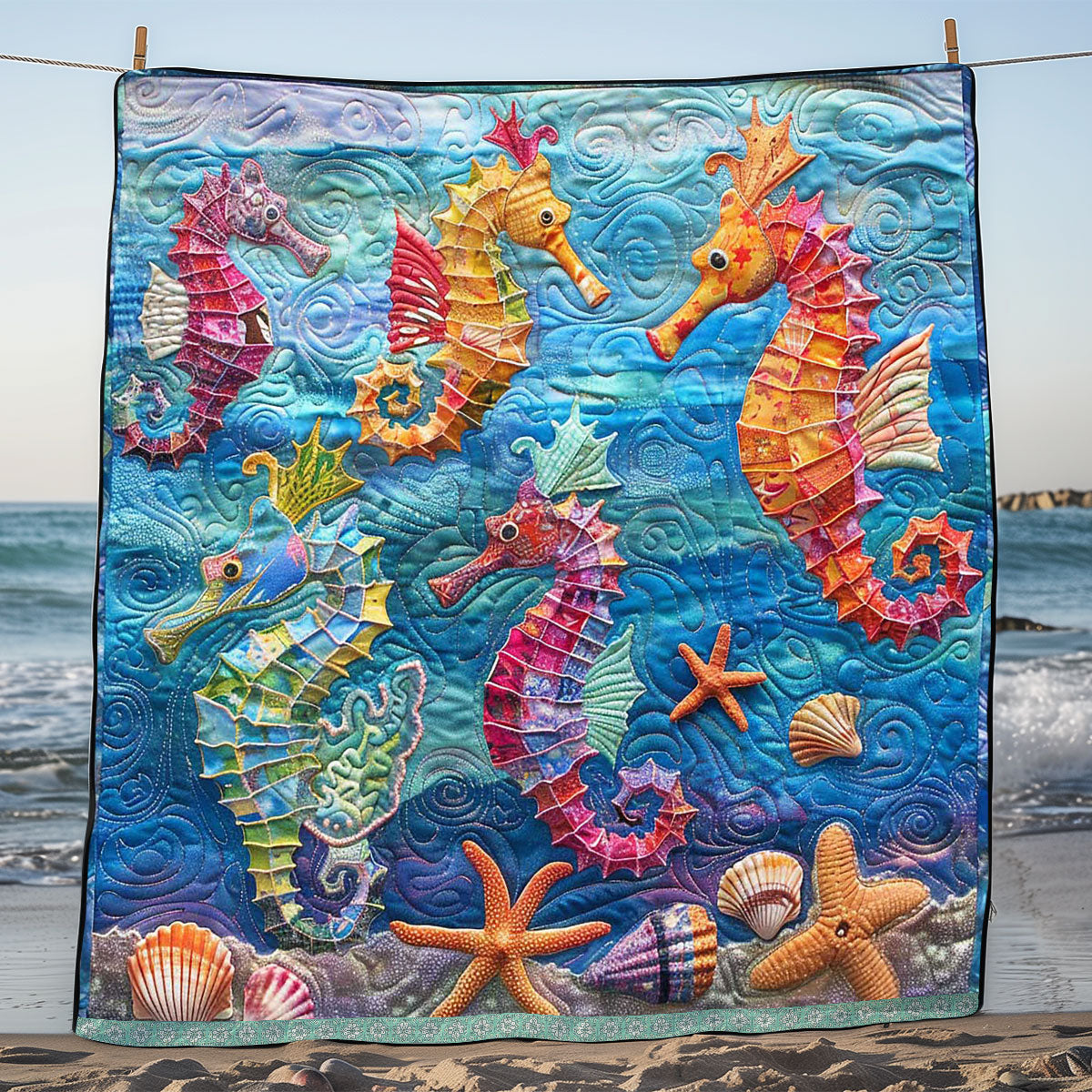 Seahorses Seashore WP0509041CL Quilt