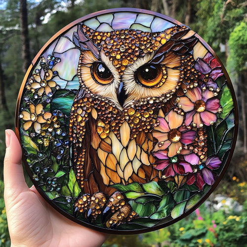 Owl WU1110001CL Stained Glass Suncatcher