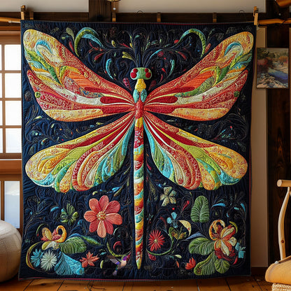 Colorful Dragonfly In Garden WY2312015CL Quilt