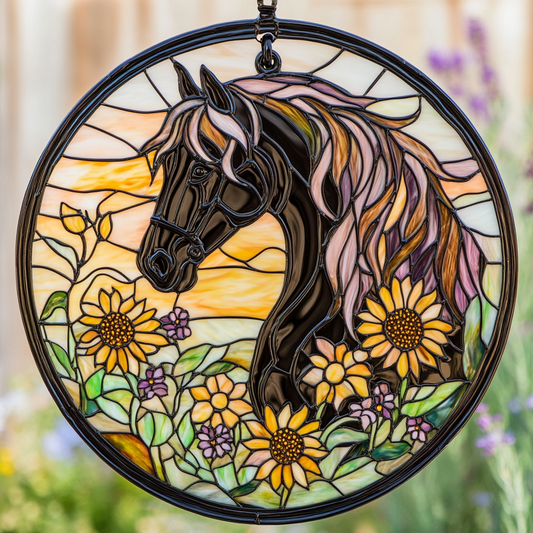 Rustic Horse WN0611117CL Stained Glass Suncatcher