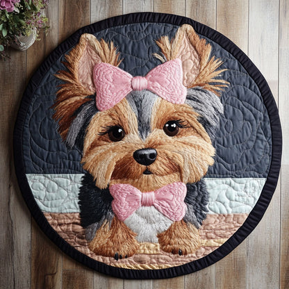 Bowtiful Puppy CP1205015CL Quilted Round Mat