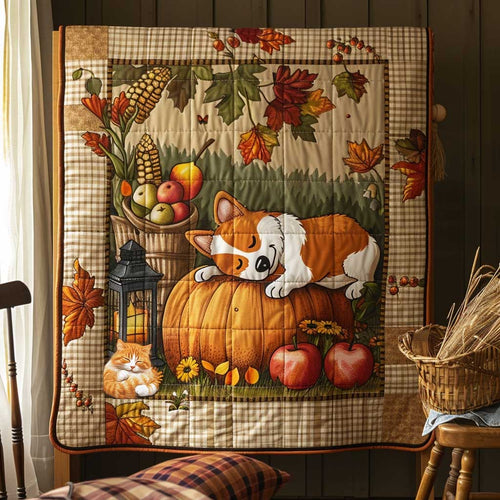 Corgi's Thanksgiving Dream WN1410014CL Quilt