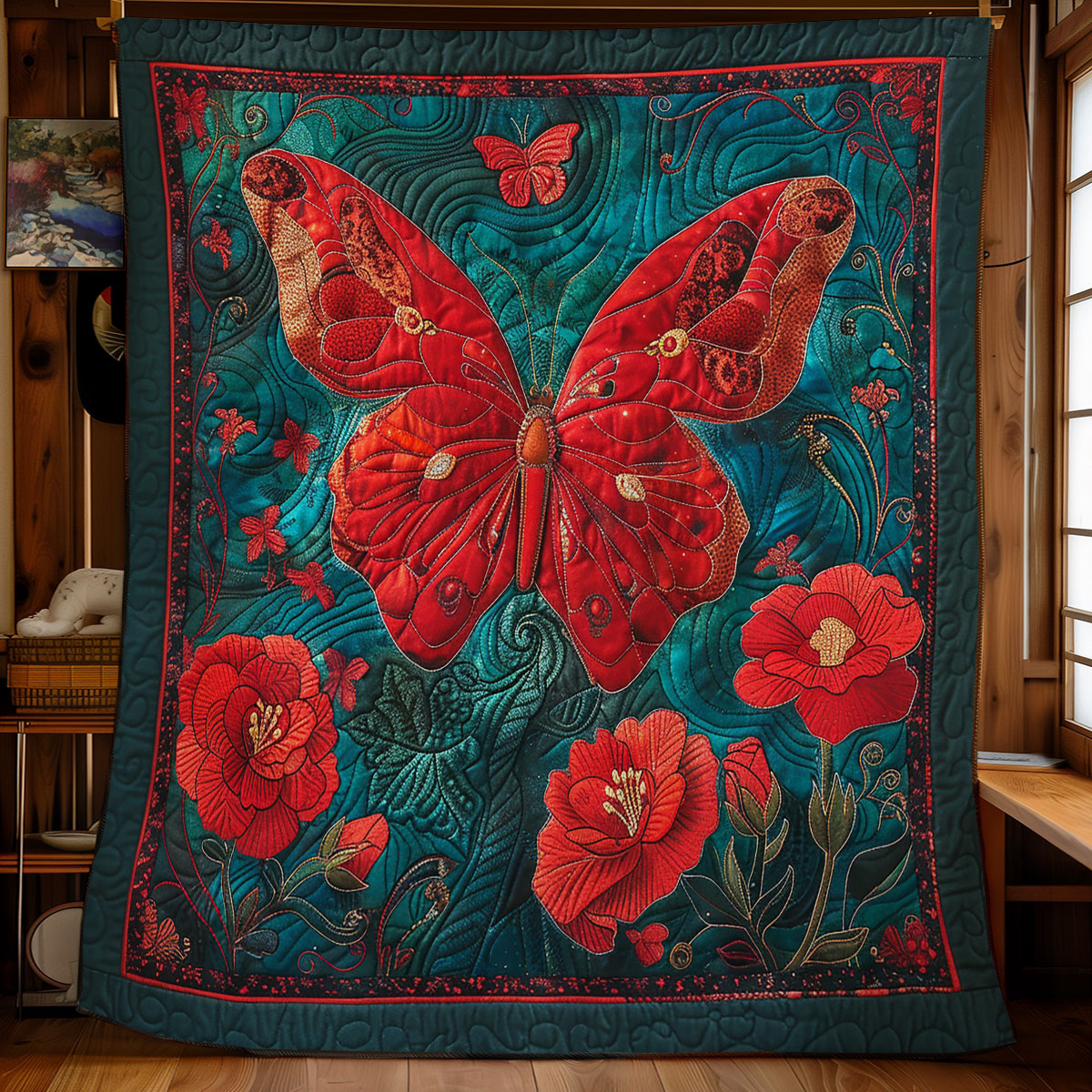 Red Butterfly WX0201033CL Quilt