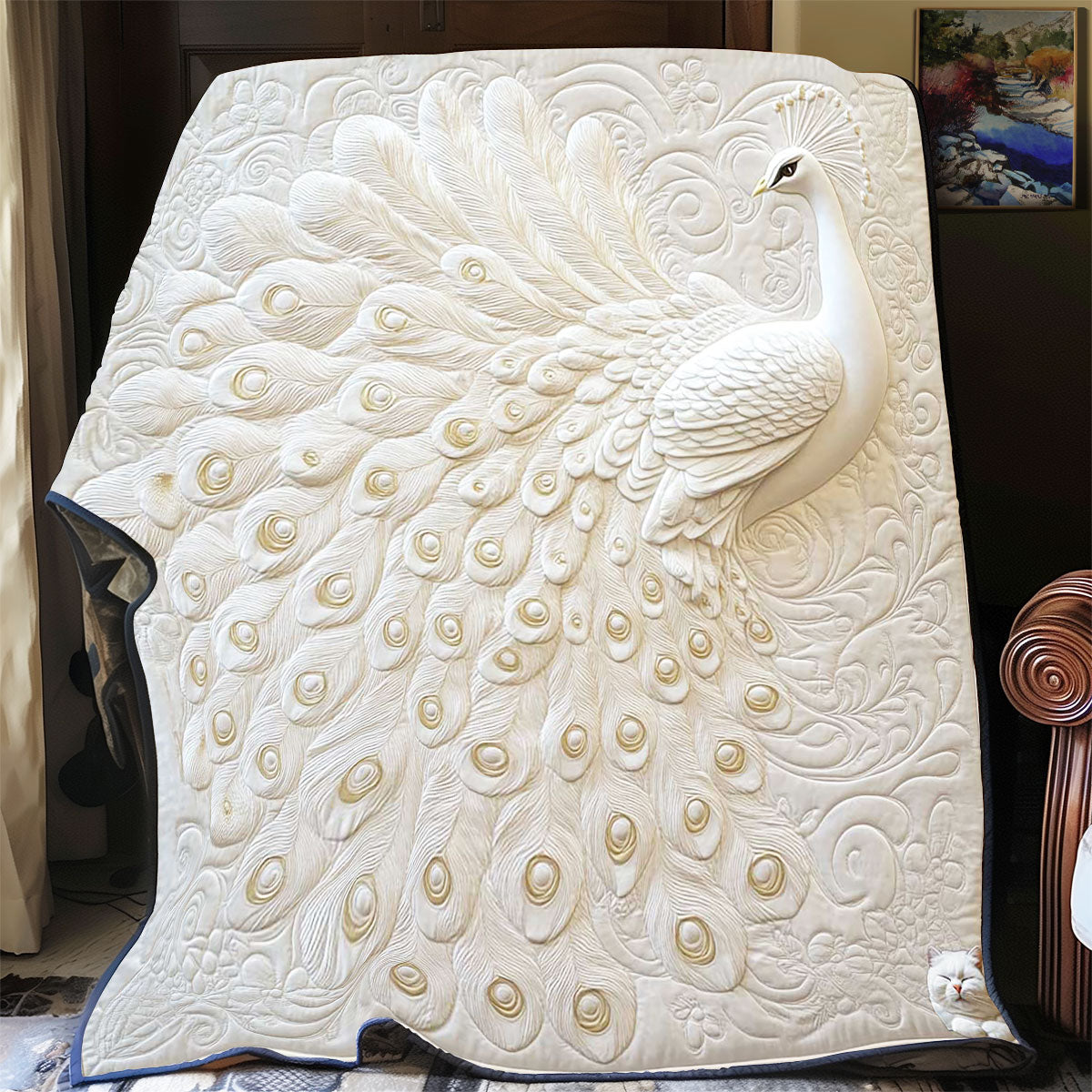 Golden Feather Peacock WP2112016CL Quilt