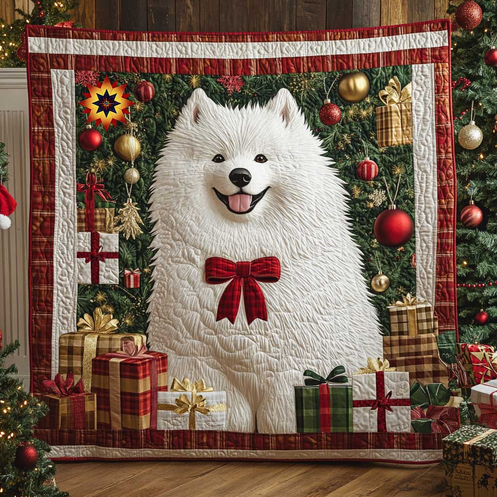 Joyful Samoyed Noel WN0111038CL Quilt