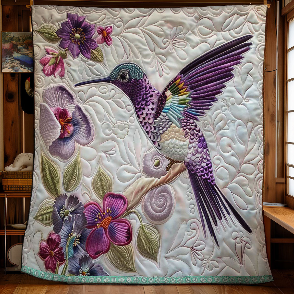 Purple Hummingbird WN1209039CL Quilt