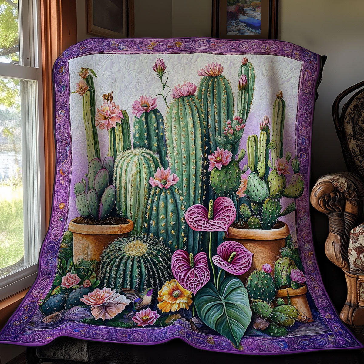 Purple Cactus WY2511030CL Quilt