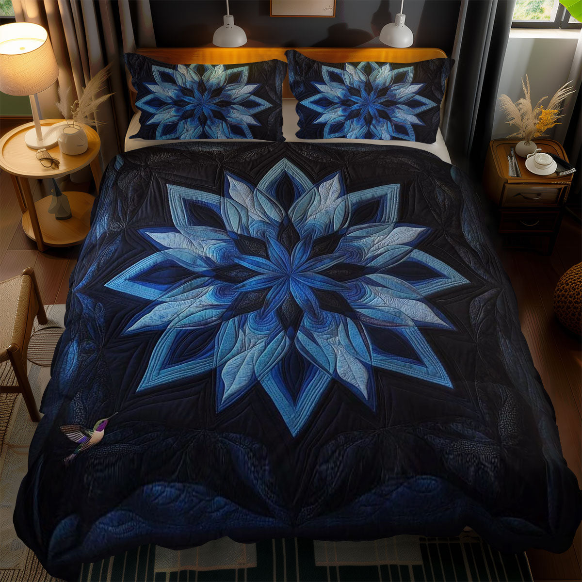 Native Blue Flower Bliss WN1010142CL Duvet Cover Set