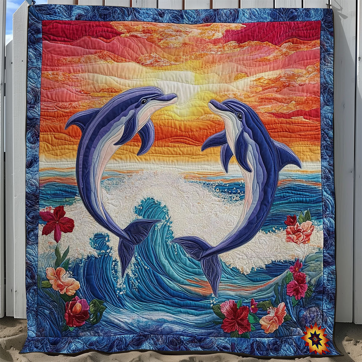 Sunset Couple Dolphin WY0912016CL Quilt