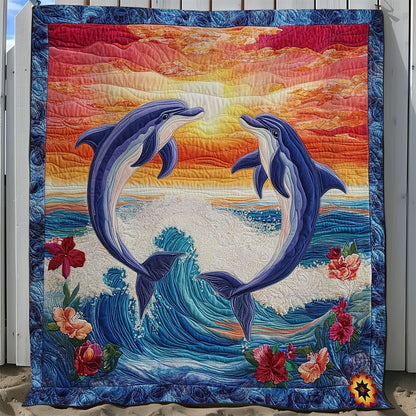 Sunset Couple Dolphin WY0912016CL Quilt