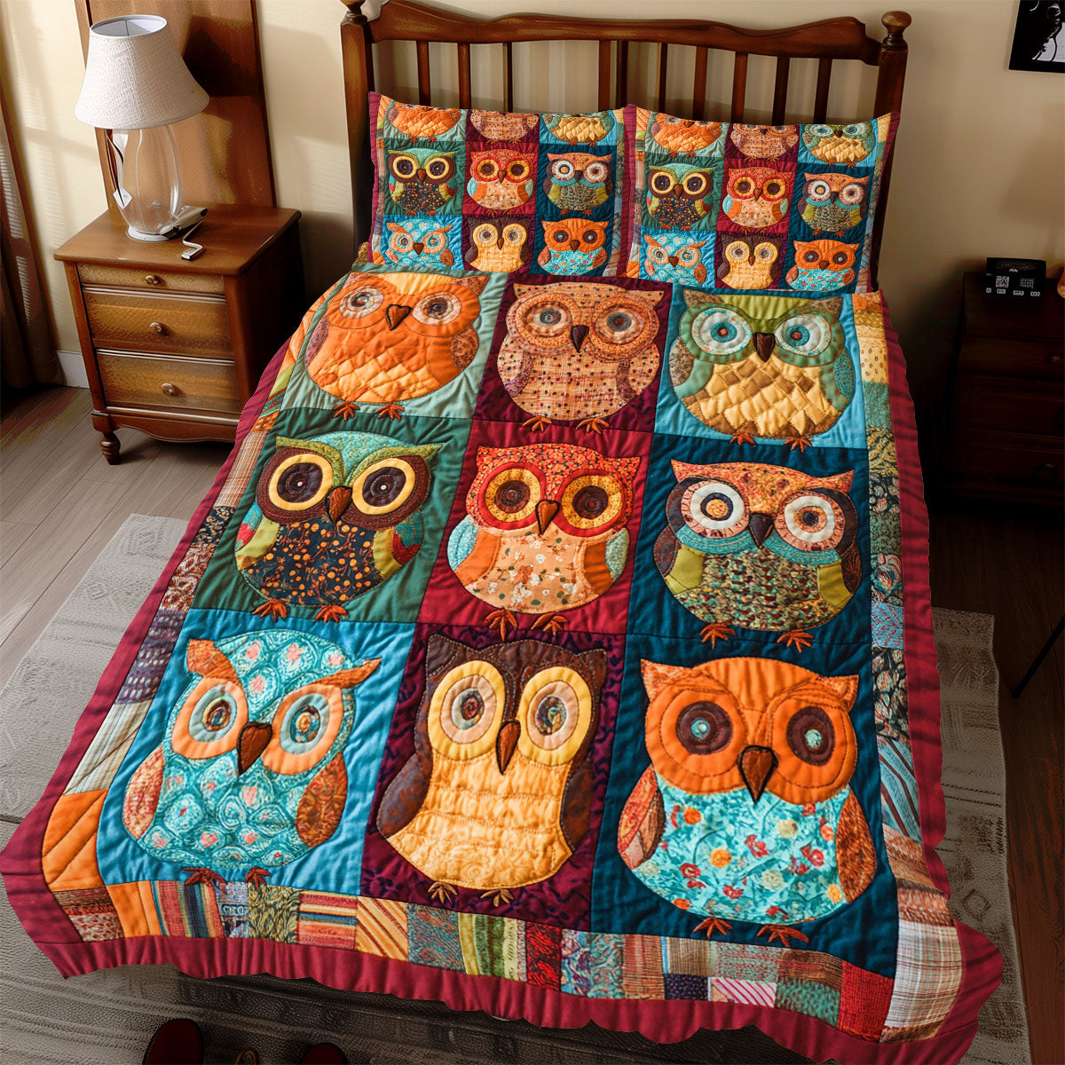 Owl Patchwork WX2112081CL Duvet Cover Set