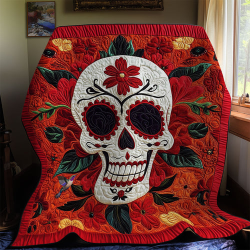 Orange Flower Skull WY2811036CL Quilt